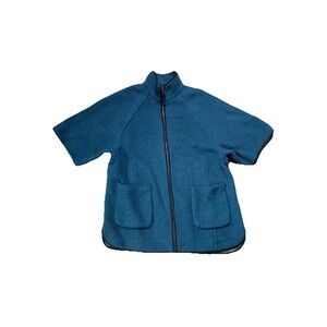 Old Navy Plaid Fleece Lined Jacket Women M Teal Blue Layering Utility Minimalist